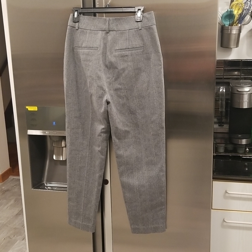 💕ANINE BING💕 Becky Trouser Pant ~ Straight Leg High Waisted Grey Fishbone 36 - Picture 7 of 12